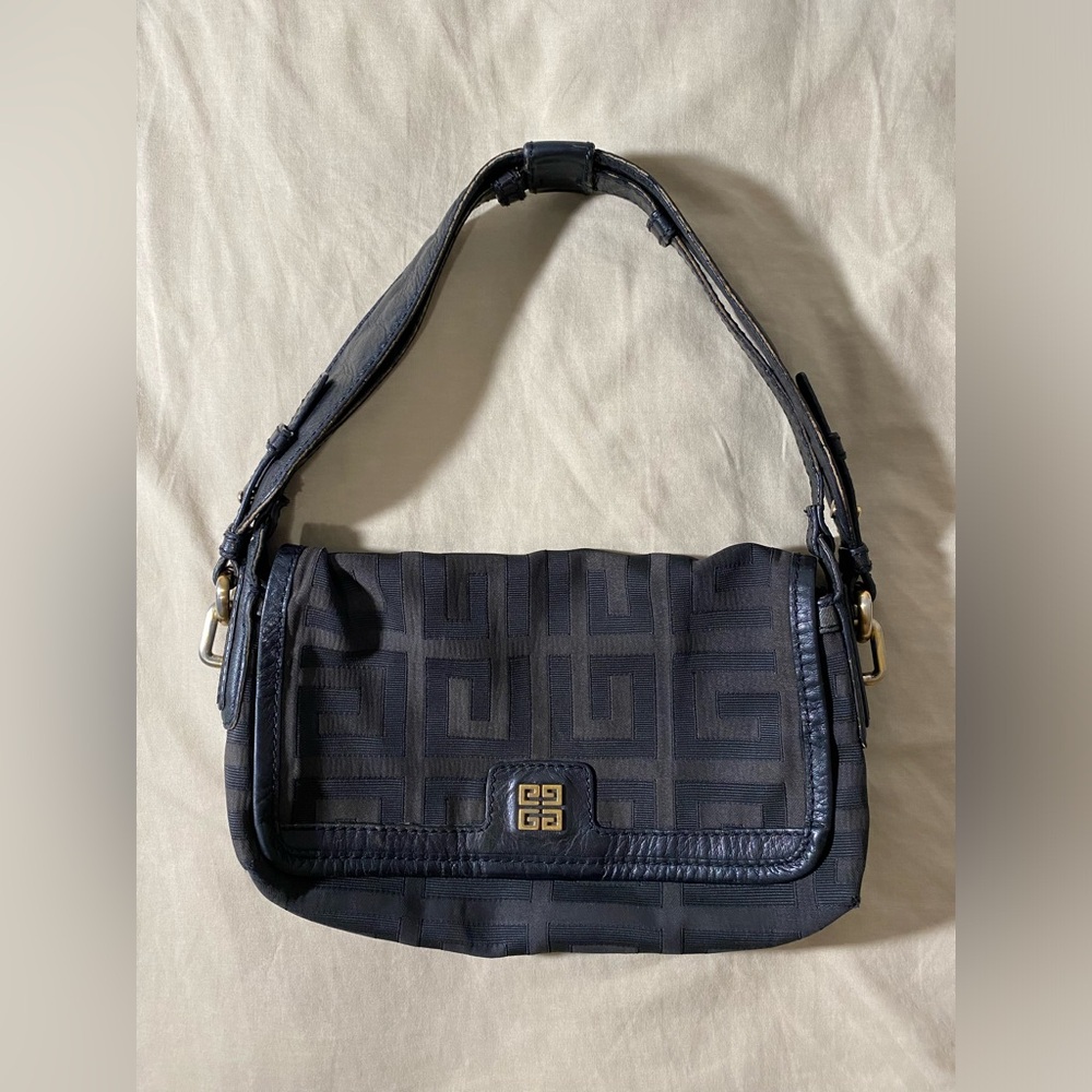Givenchy Black Monogram Canvas and Leather Shoulder Bag